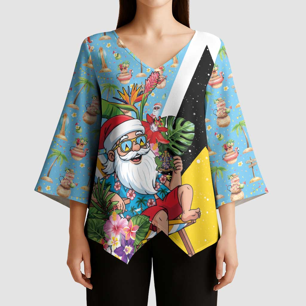 Saint Lucia Christmas Kimono Sleeve Blouse Tropical Santa Claus - Wonder Print Shop