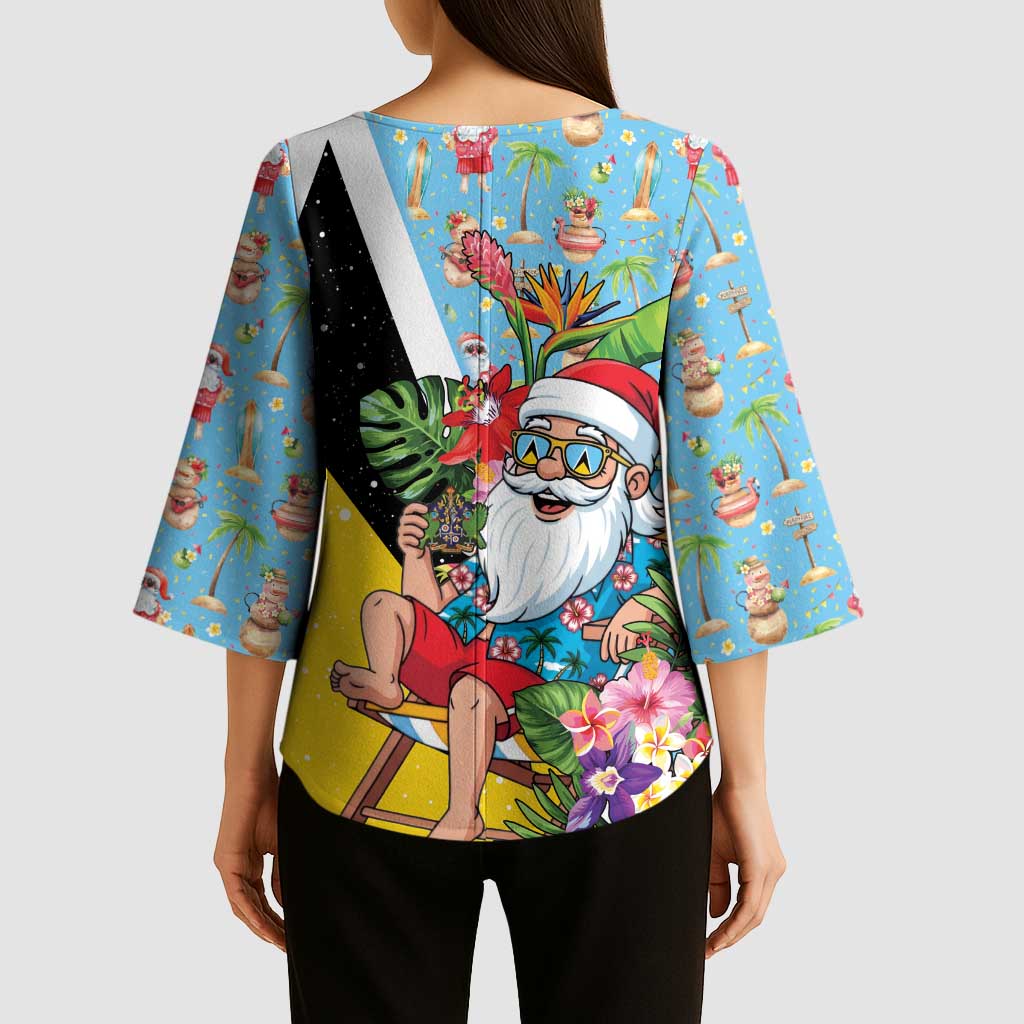 Saint Lucia Christmas Kimono Sleeve Blouse Tropical Santa Claus - Wonder Print Shop