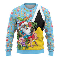 Saint Lucia Christmas Ugly Christmas Sweater Tropical Santa Claus - Wonder Print Shop
