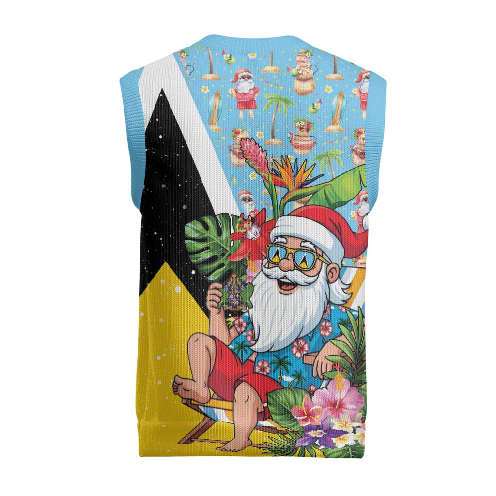 Saint Lucia Christmas Knitted V-Neck Vest Tropical Santa Claus - Wonder Print Shop