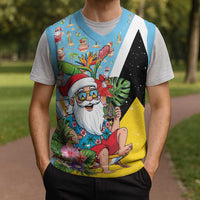 Saint Lucia Christmas Knitted V-Neck Vest Tropical Santa Claus - Wonder Print Shop