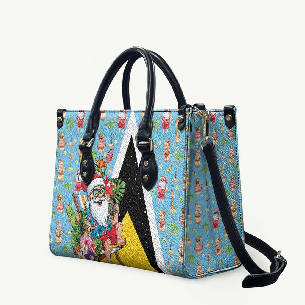 Saint Lucia Christmas Leather Bag Tropical Santa Claus - Wonder Print Shop