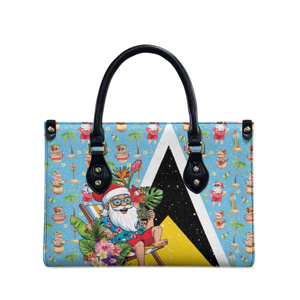 Saint Lucia Christmas Leather Bag Tropical Santa Claus - Wonder Print Shop