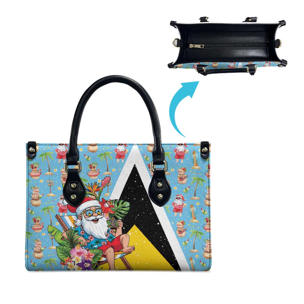 Saint Lucia Christmas Leather Bag Tropical Santa Claus - Wonder Print Shop