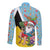 Saint Lucia Christmas Long Sleeve Button Shirt Tropical Santa Claus - Wonder Print Shop