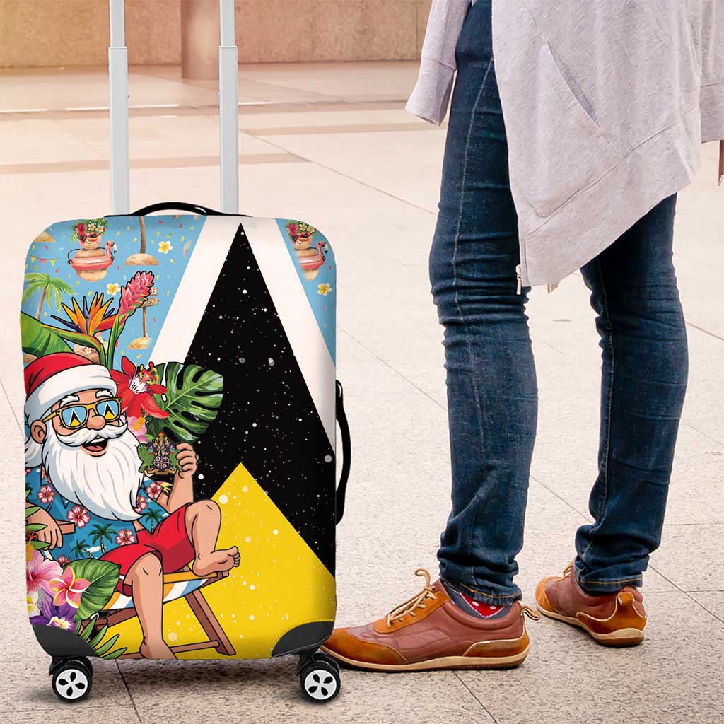 Saint Lucia Christmas Luggage Cover Tropical Santa Claus - Wonder Print Shop