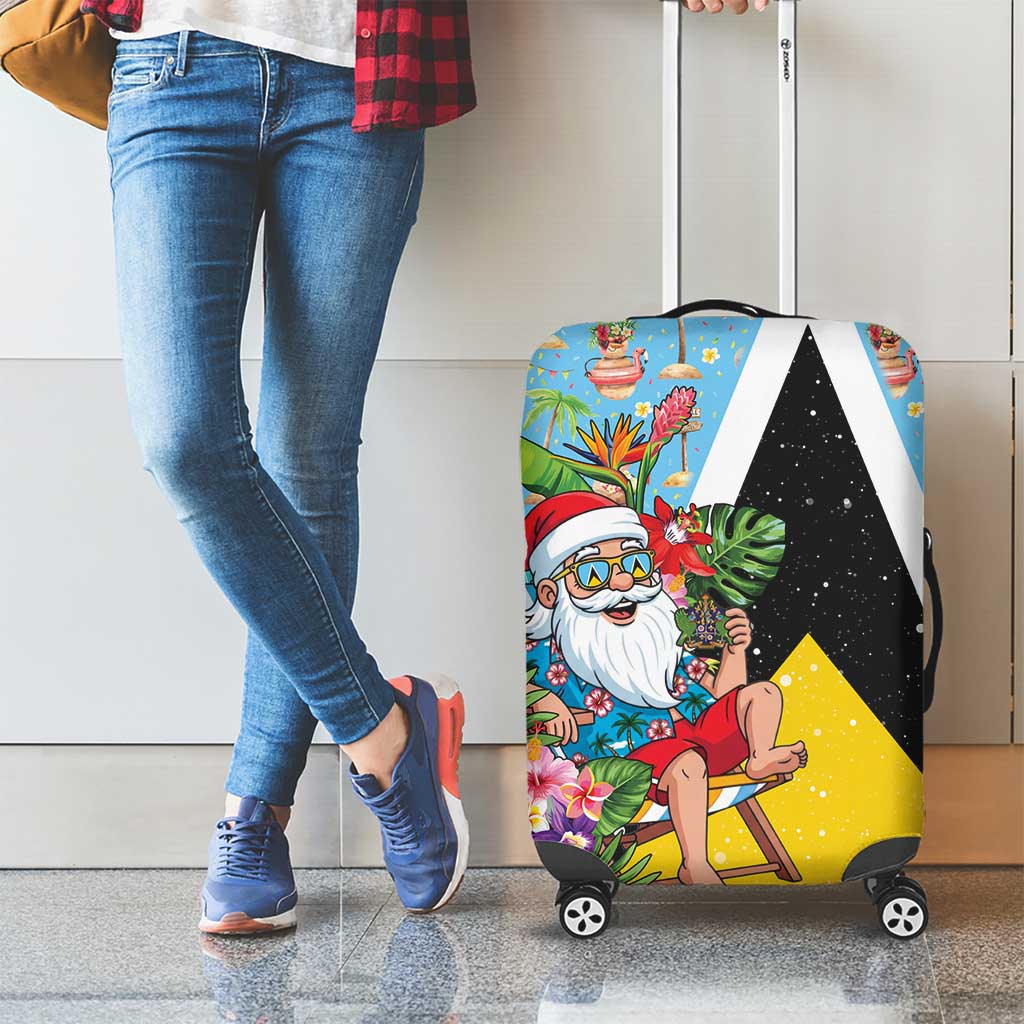Saint Lucia Christmas Luggage Cover Tropical Santa Claus - Wonder Print Shop