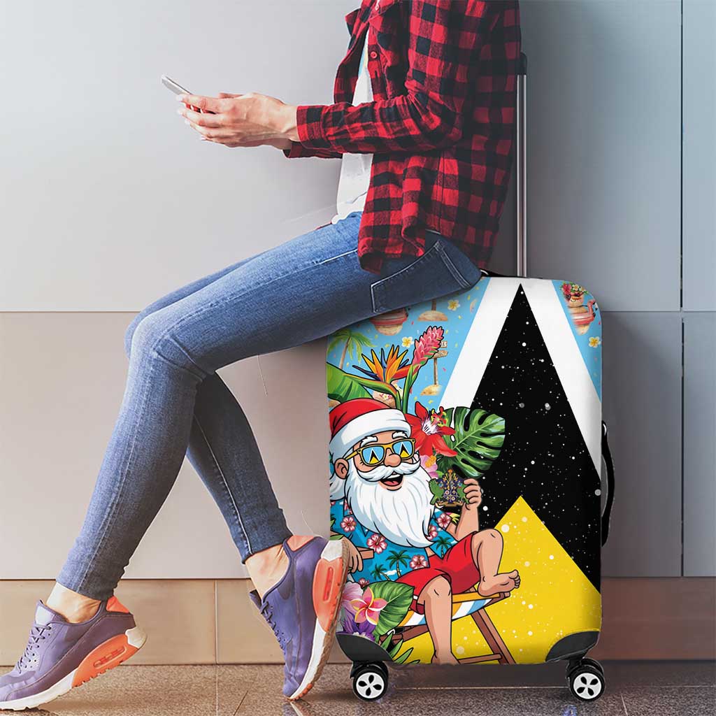 Saint Lucia Christmas Luggage Cover Tropical Santa Claus - Wonder Print Shop