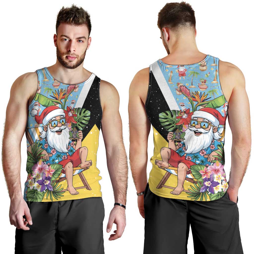 Saint Lucia Christmas Men Tank Top Tropical Santa Claus - Wonder Print Shop
