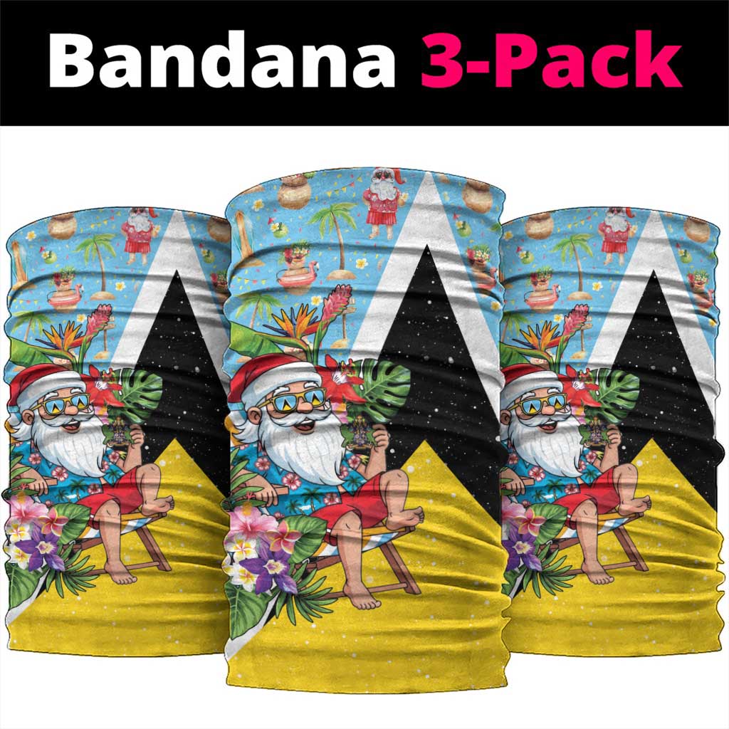 Saint Lucia Christmas Neck Gaiter Tropical Santa Claus - Wonder Print Shop