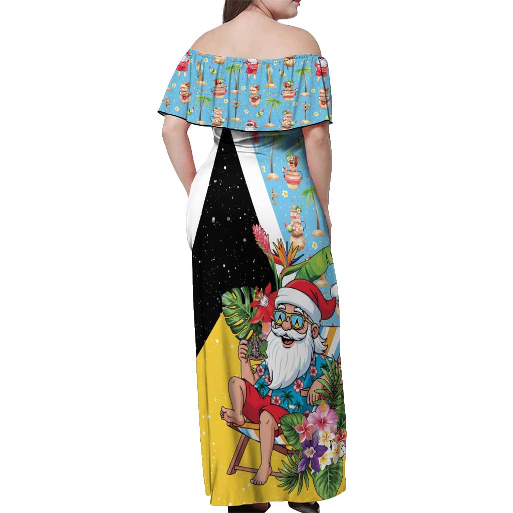 Saint Lucia Christmas Off Shoulder Maxi Dress Tropical Santa Claus - Wonder Print Shop