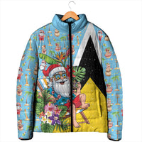 Saint Lucia Christmas Padded Jacket Tropical Santa Claus - Wonder Print Shop