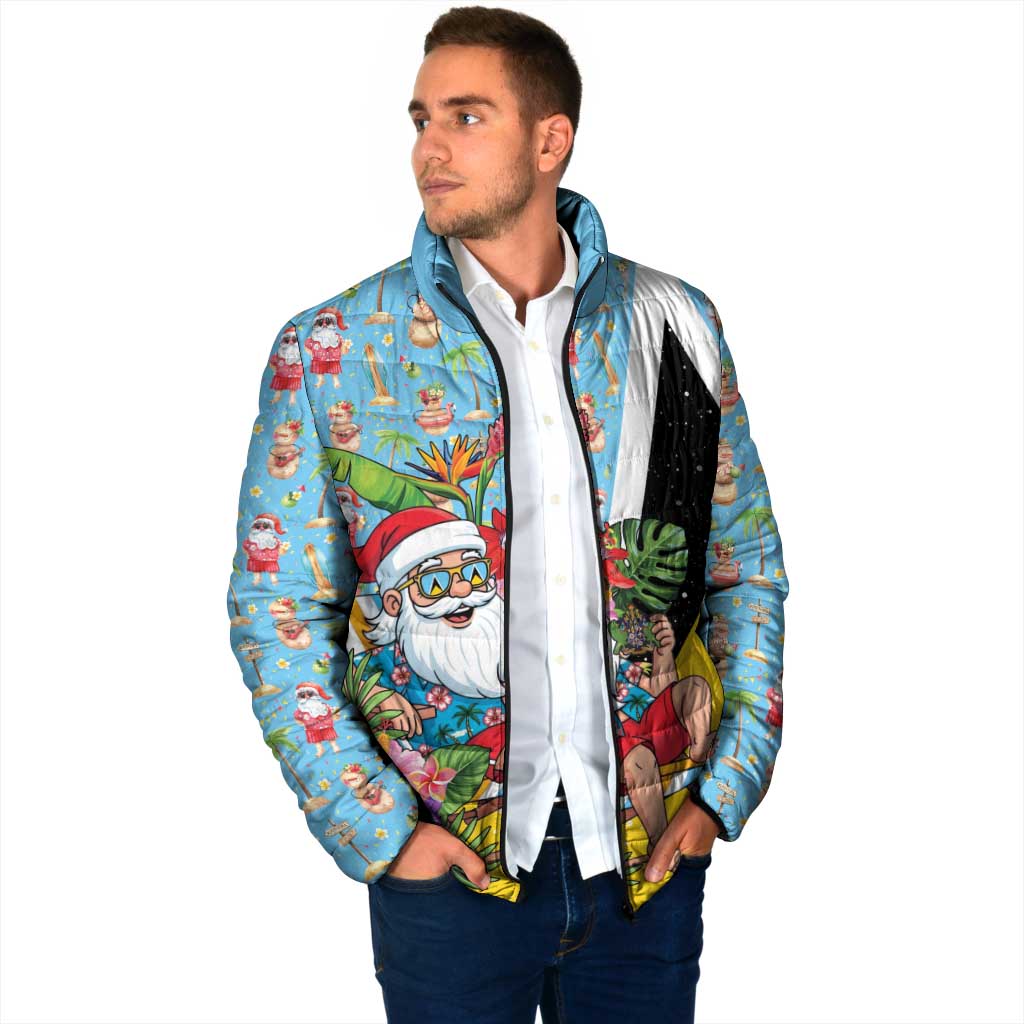 Saint Lucia Christmas Padded Jacket Tropical Santa Claus - Wonder Print Shop