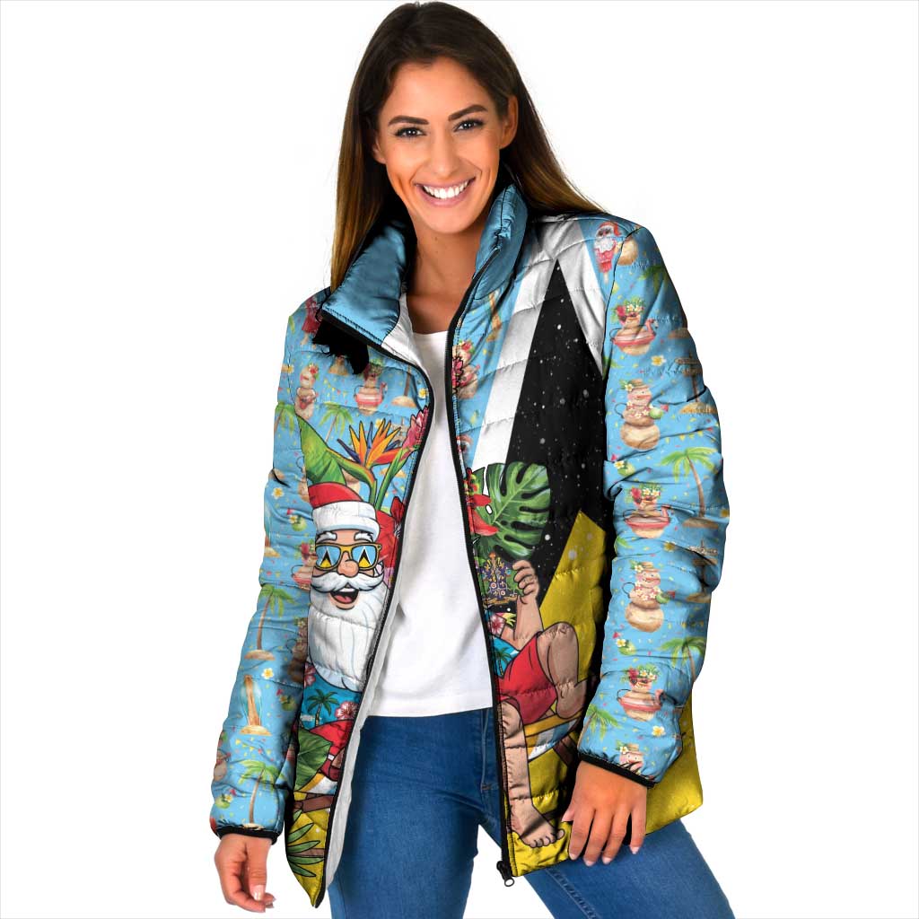 Saint Lucia Christmas Padded Jacket Tropical Santa Claus - Wonder Print Shop