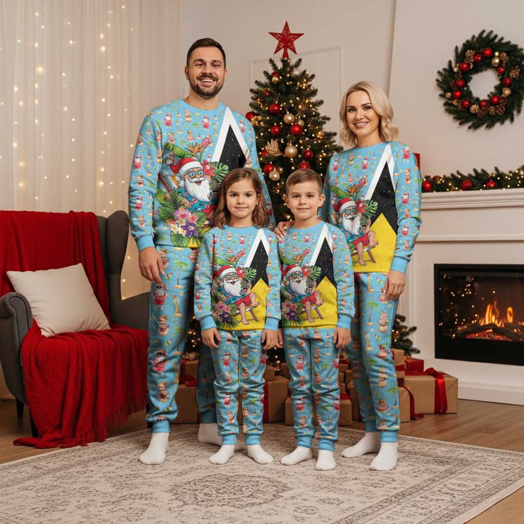 Saint Lucia Christmas Pajama Set Tropical Santa Claus - Wonder Print Shop