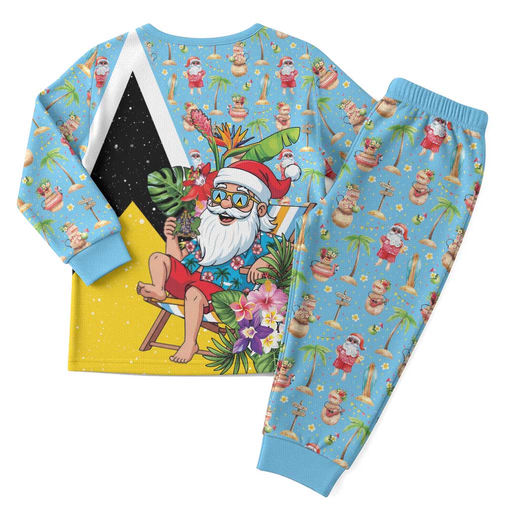 Saint Lucia Christmas Pajama Set Tropical Santa Claus - Wonder Print Shop
