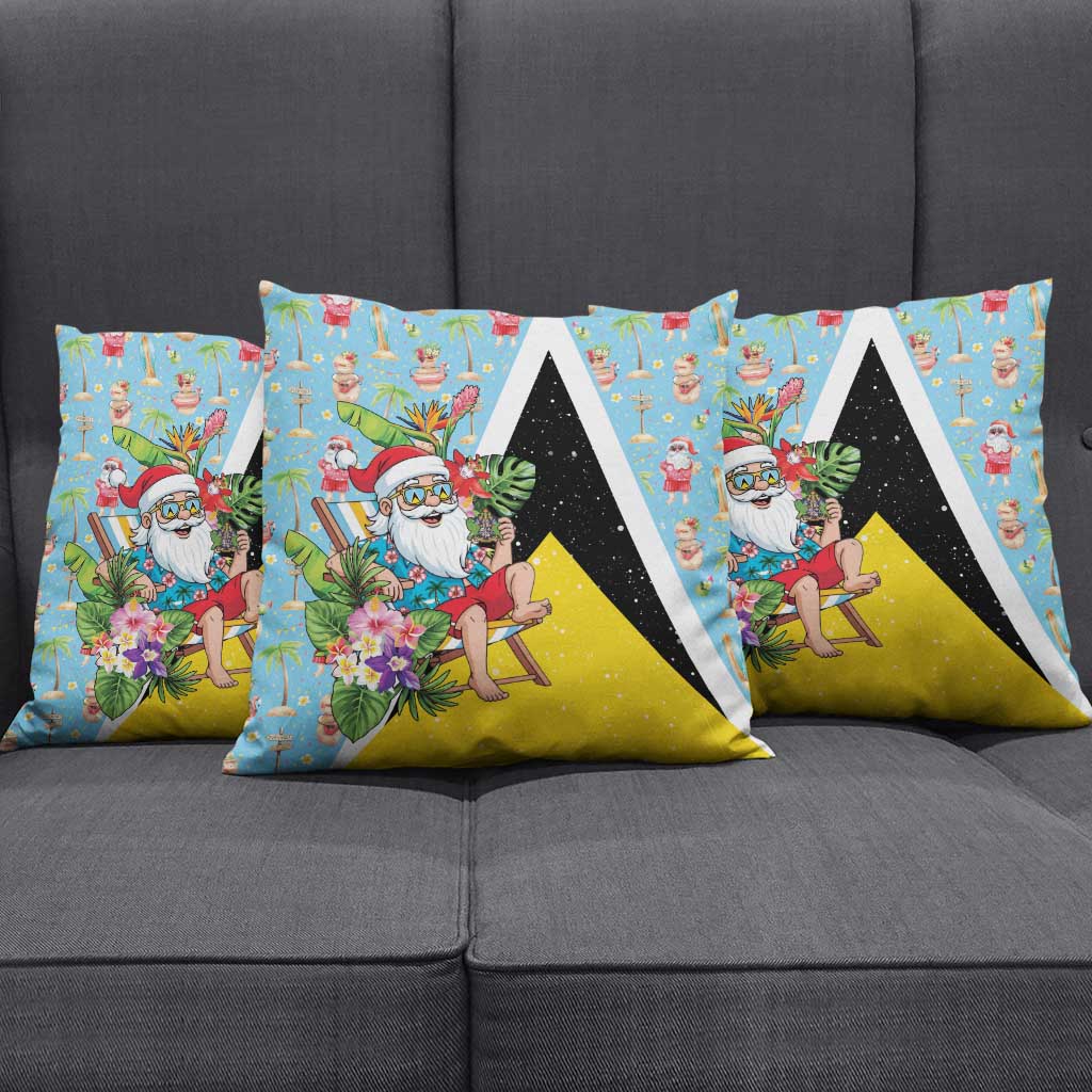 Saint Lucia Christmas Pillow Cover Tropical Santa Claus - Wonder Print Shop