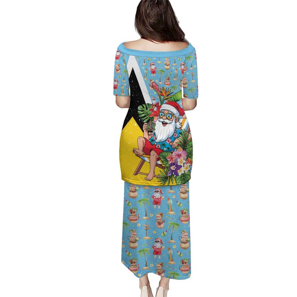 Saint Lucia Christmas Puletasi Tropical Santa Claus - Wonder Print Shop