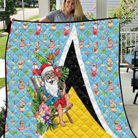 Saint Lucia Christmas Quilt Tropical Santa Claus - Wonder Print Shop