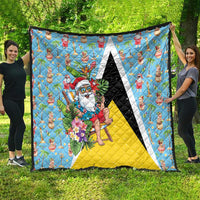 Saint Lucia Christmas Quilt Tropical Santa Claus - Wonder Print Shop