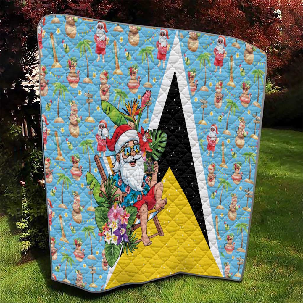 Saint Lucia Christmas Quilt Tropical Santa Claus - Wonder Print Shop