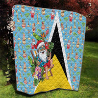 Saint Lucia Christmas Quilt Tropical Santa Claus - Wonder Print Shop
