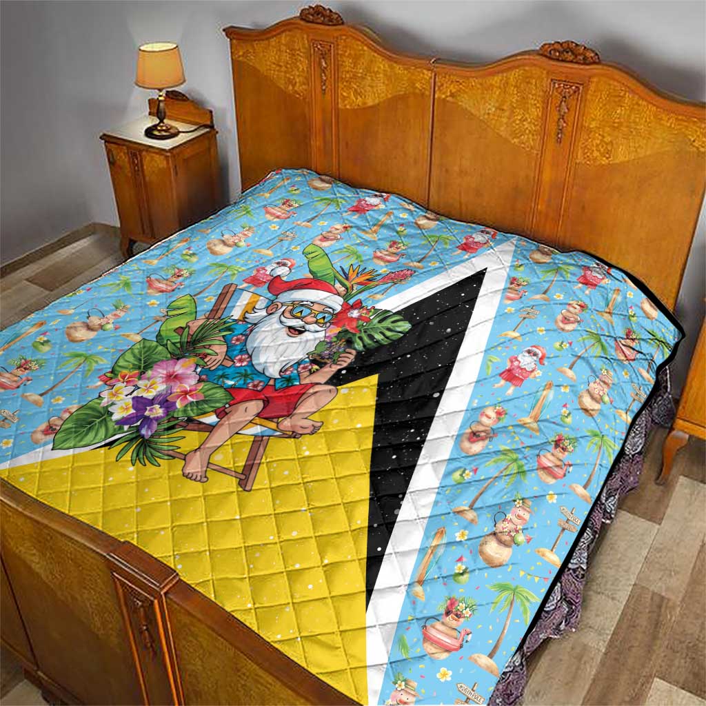 Saint Lucia Christmas Quilt Tropical Santa Claus - Wonder Print Shop