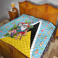 Saint Lucia Christmas Quilt Tropical Santa Claus - Wonder Print Shop