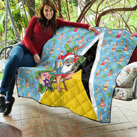Saint Lucia Christmas Quilt Tropical Santa Claus - Wonder Print Shop
