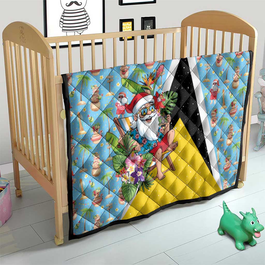 Saint Lucia Christmas Quilt Tropical Santa Claus - Wonder Print Shop