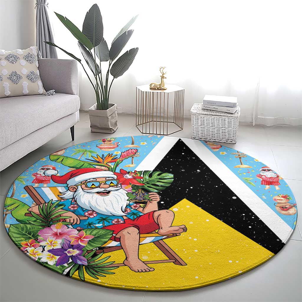 Saint Lucia Christmas Round Carpet Tropical Santa Claus - Wonder Print Shop