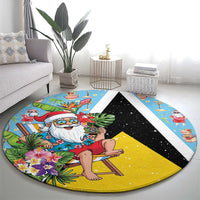 Saint Lucia Christmas Round Carpet Tropical Santa Claus - Wonder Print Shop