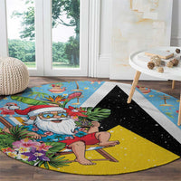 Saint Lucia Christmas Round Carpet Tropical Santa Claus - Wonder Print Shop