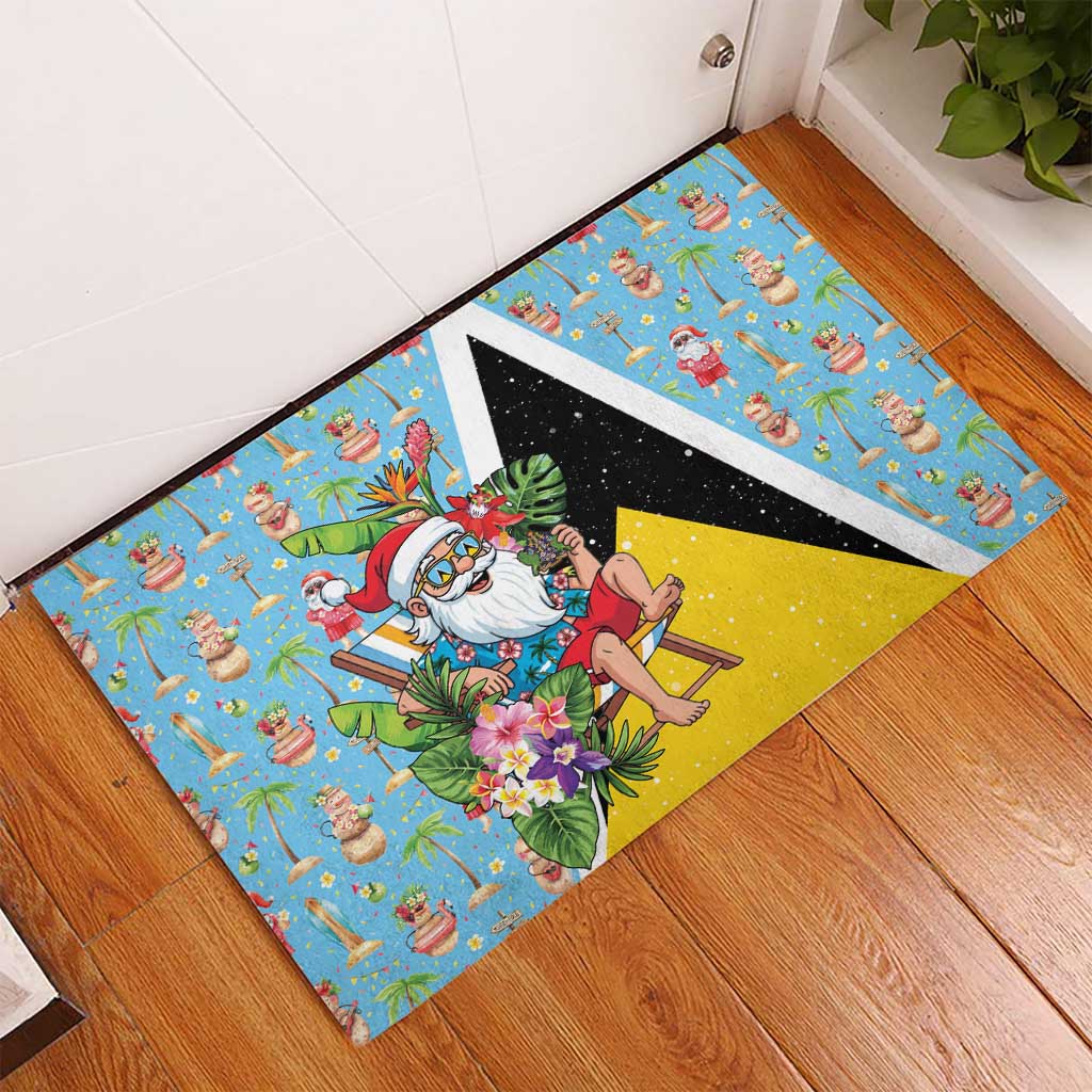 Saint Lucia Christmas Rubber Doormat Tropical Santa Claus - Wonder Print Shop