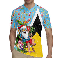 Saint Lucia Christmas Rugby Jersey Tropical Santa Claus - Wonder Print Shop