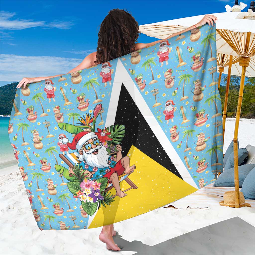 Saint Lucia Christmas Sarong Tropical Santa Claus - Wonder Print Shop