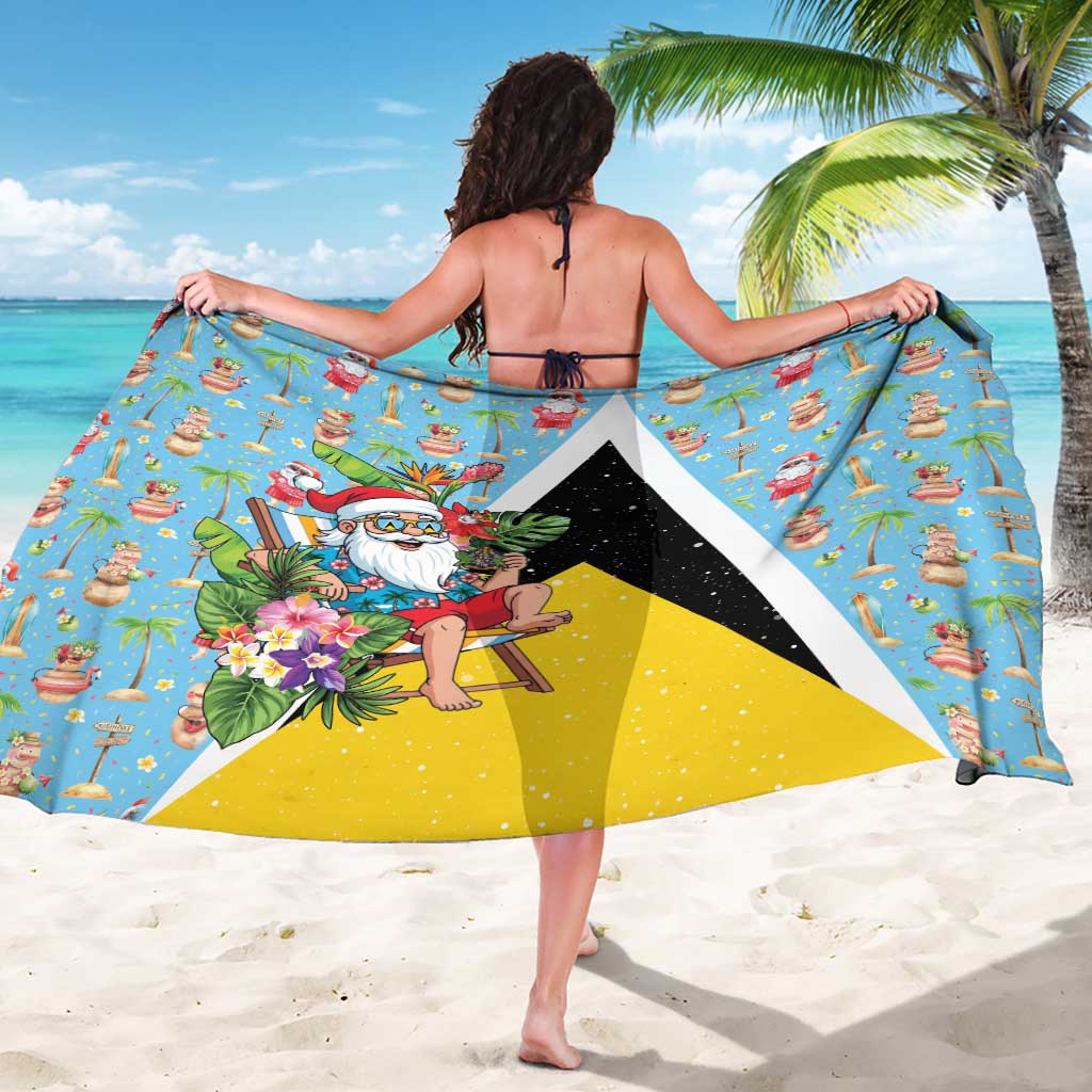 Saint Lucia Christmas Sarong Tropical Santa Claus - Wonder Print Shop
