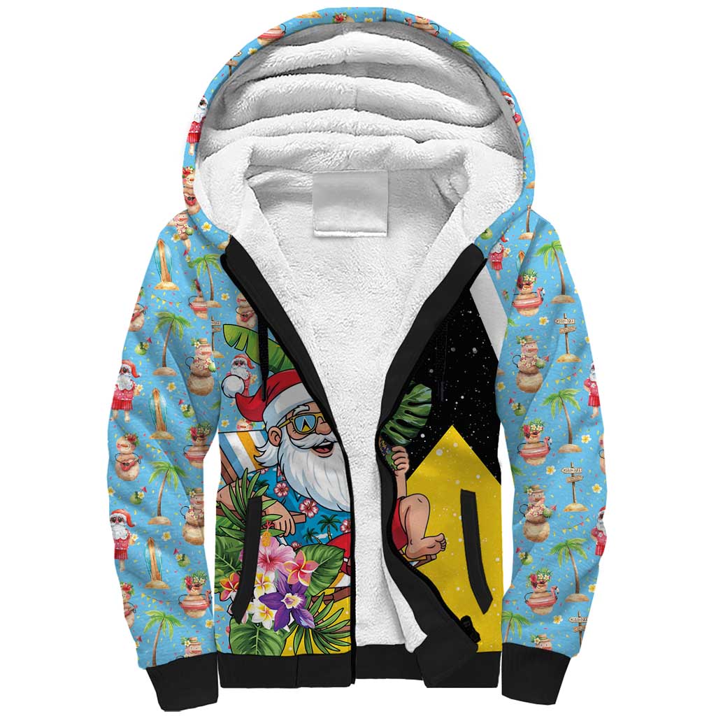 Saint Lucia Christmas Sherpa Hoodie Tropical Santa Claus - Wonder Print Shop