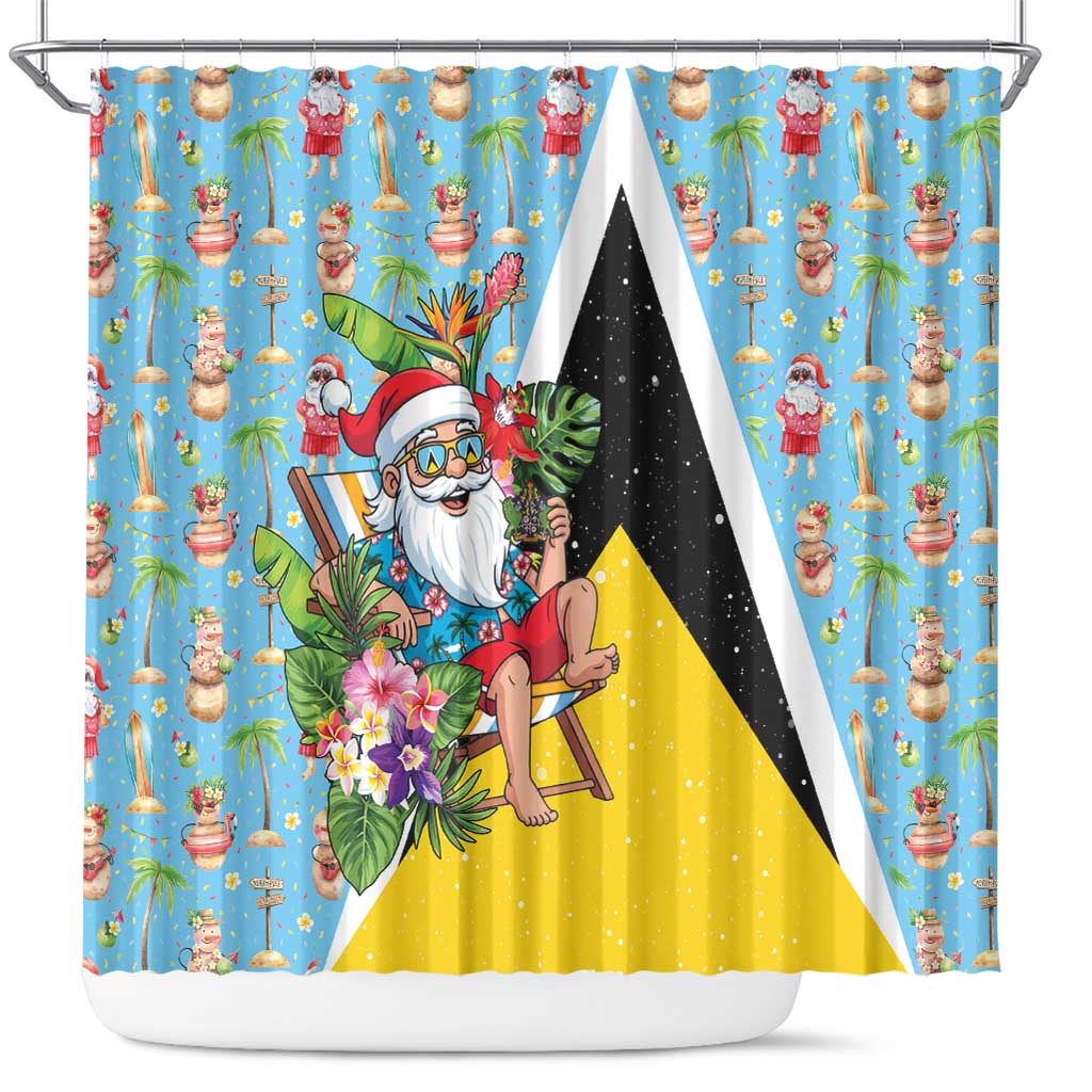 Saint Lucia Christmas Shower Curtain Tropical Santa Claus - Wonder Print Shop