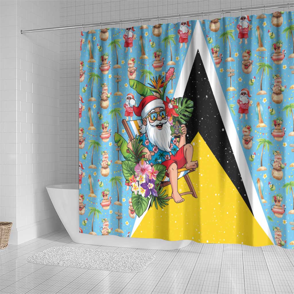 Saint Lucia Christmas Shower Curtain Tropical Santa Claus - Wonder Print Shop