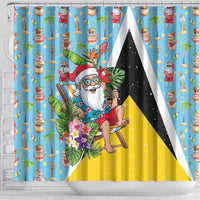 Saint Lucia Christmas Shower Curtain Tropical Santa Claus - Wonder Print Shop