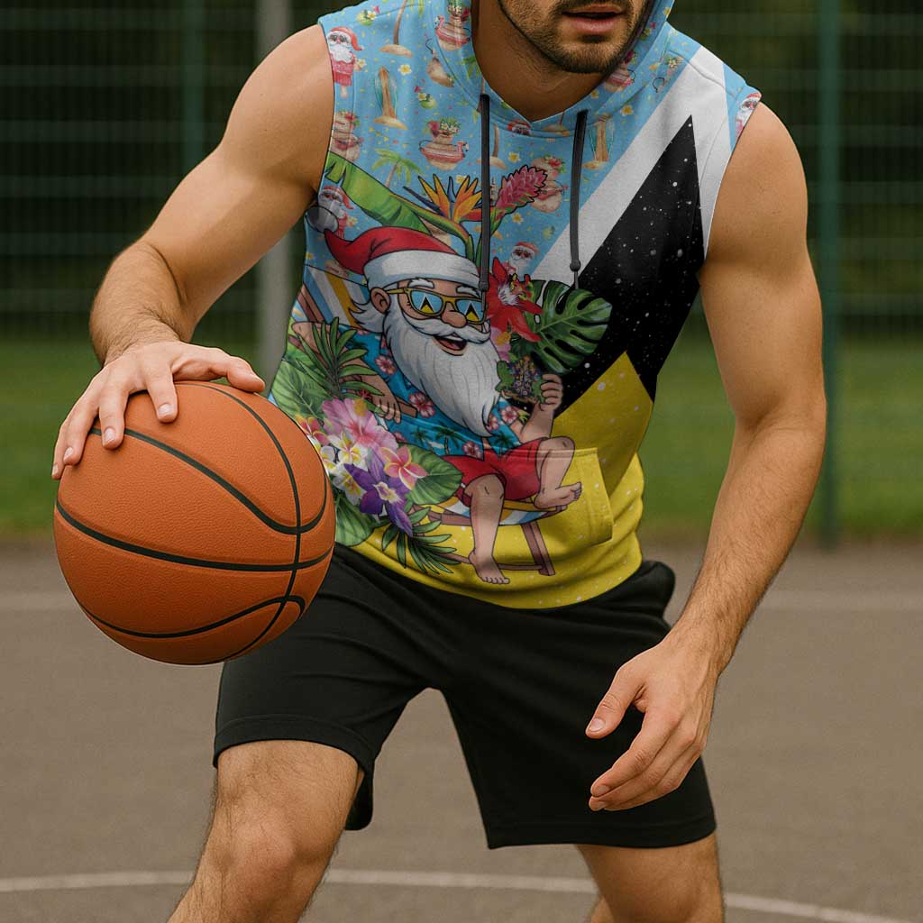 Saint Lucia Christmas Sleeveless Hoodie Tropical Santa Claus - Wonder Print Shop