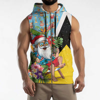 Saint Lucia Christmas Sleeveless Zip Hoodie Tropical Santa Claus - Wonder Print Shop