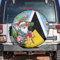 Saint Lucia Christmas Spare Tire Cover Tropical Santa Claus - Wonder Print Shop