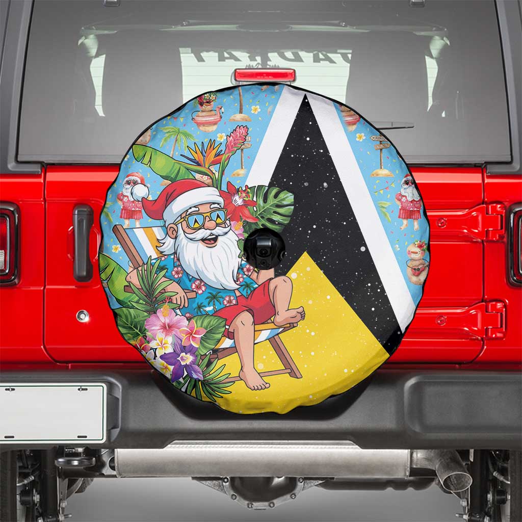 Saint Lucia Christmas Spare Tire Cover Tropical Santa Claus - Wonder Print Shop