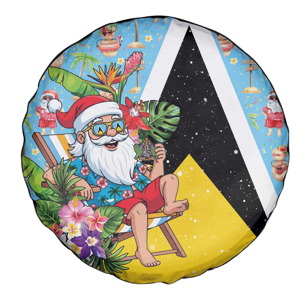Saint Lucia Christmas Spare Tire Cover Tropical Santa Claus - Wonder Print Shop