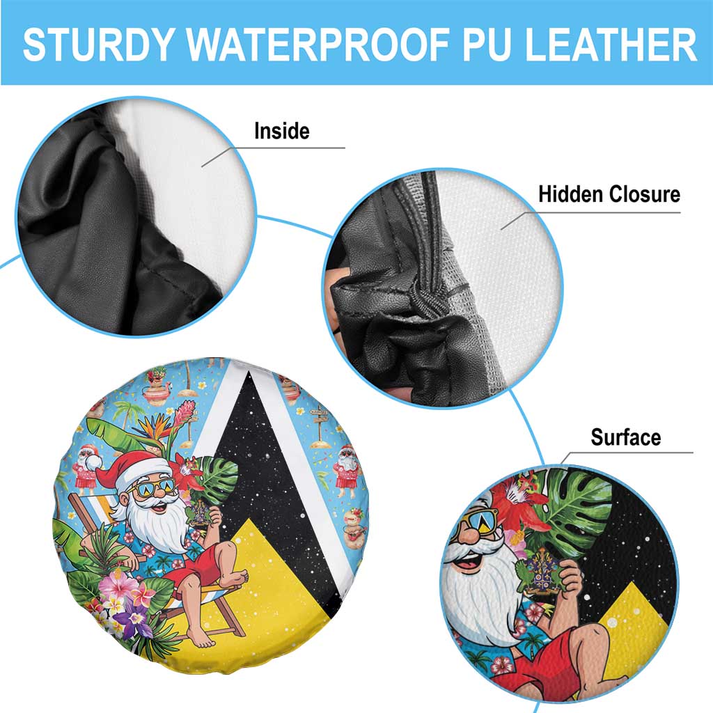Saint Lucia Christmas Spare Tire Cover Tropical Santa Claus - Wonder Print Shop
