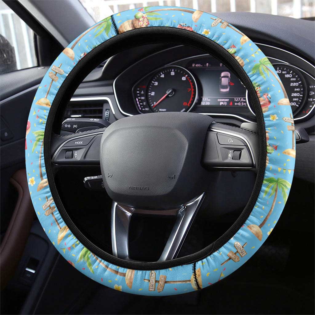 Saint Lucia Christmas Steering Wheel Cover Tropical Santa Claus - Wonder Print Shop
