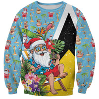 Saint Lucia Christmas Sweatshirt Tropical Santa Claus - Wonder Print Shop