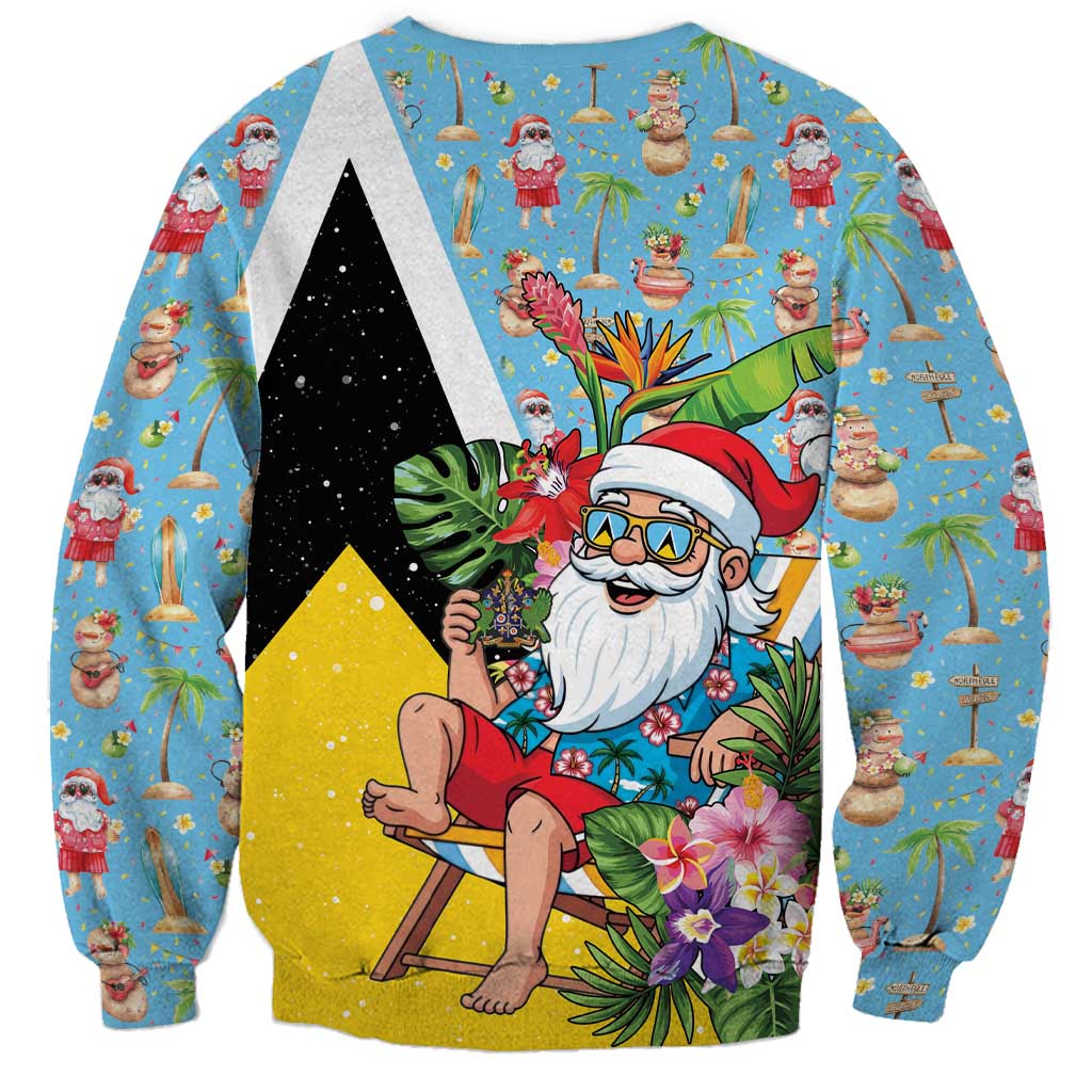 Saint Lucia Christmas Sweatshirt Tropical Santa Claus - Wonder Print Shop